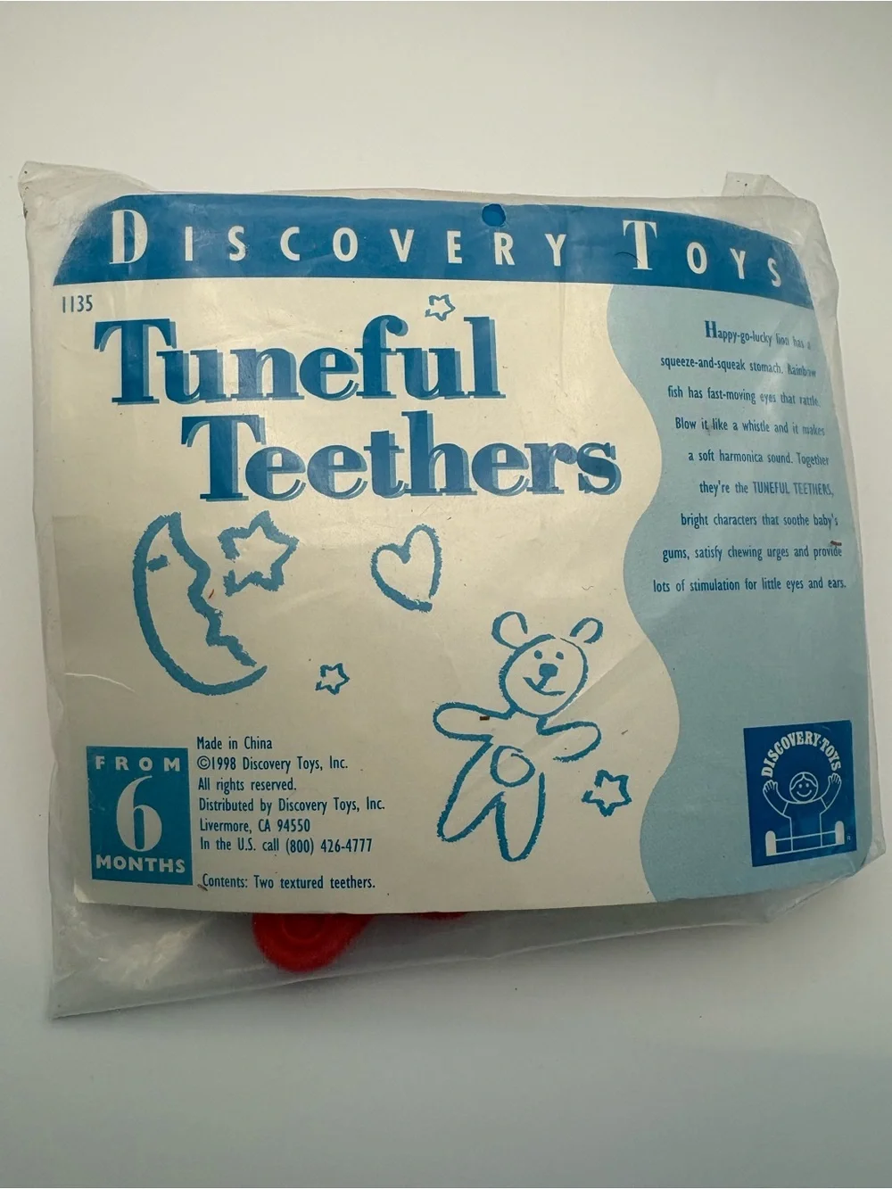 Discovery Toys Tuneful Teethers 2 Textured Teethers, Lion & Rainbow Fish, NIP